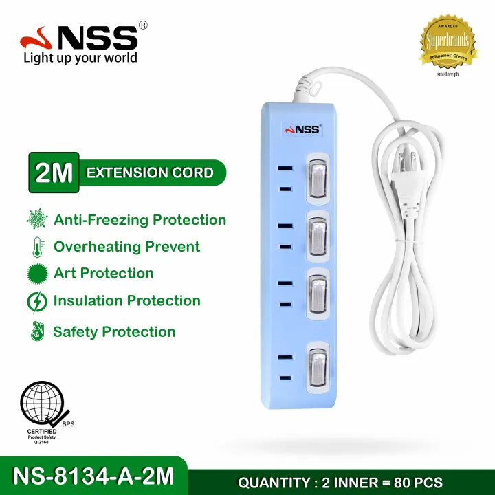 2/3M Power Strip Switch Cable Universal Outlets Electrical Extension