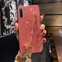 Maitus เคสสำหรับ Samsung Galaxy Note 10 Plus Note 10 Lite Note 9 Note 8 8มี4สร้อยข้อมือโคลเวอร์6D เคลือบเงากรอบสี่เหลี่ยมป้องกันซิลิโคนเคสมือถือแวววาวฝาหลัง