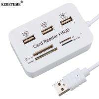 KEBETEME ตัวแยก USB 2.0ฮับอเนกประสงค์,3พอร์ต USB คอมโบรองรับ M2 /Ms PRO DUO เครื่องอ่านการ์ดสำหรับพีซีโน้ตบุ๊ค