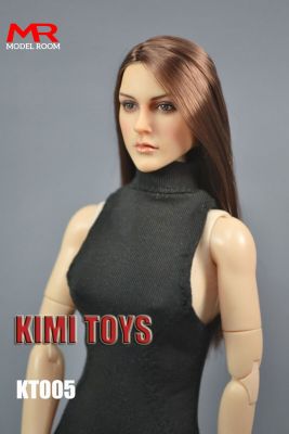 ZZOOI KIMI TOYS KT005 1/6 Europe Beauty Head Sculpt Brown Long Hair Head Carving Model Fit 12 Female Soldier Action Figure Body Doll