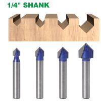 1PC 1/4－6.35MM Shank Milling Cutter ไม้แกะสลัก 90 องศา V Groove Template Router Bits Milling Cutter สําหรับไม้ไฟฟ้า