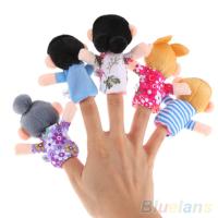 6Pcs Baby Kid Plush Cloth Play Game Learn Story Family Finger Puppets Toys