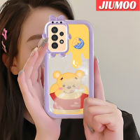 JIUMOO A13ปลอกสำหรับ Samsung 5G เคส A04s วินนี่ช้อนส้อมมีดหมีพูห์เคสรูปโบว์มอนสเตอร์ตัวเล็กกันกระแทกฝาครอบป้องกันเลนส์กล้องถ่ายรูปเจลซิลิก้าเจลเคสโทรศัพท์โปร่งใสกันกระแทก