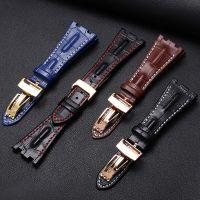 （A New Well Sell ） High quality Genuine Leather Folding Buckle 28mm Watchband for AP 15710 15703 26470 Royal Oak offshore men 39;s Sports Watch Strap