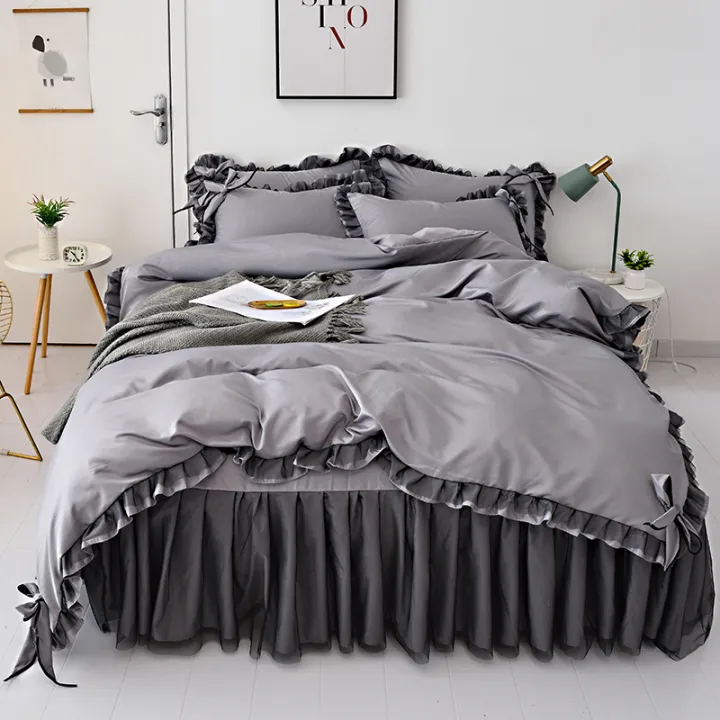 Washing pure silk quilt cover single princess wind bow lace double