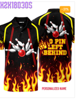 Bowling No Pin Left Behind Fire Custom Name Polo Shirt For Men &amp; Women PN1712