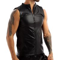 hot【DT】 Sleeveless Men Leather Cardigan Color Size