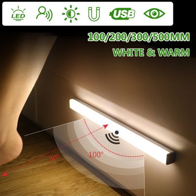 hot！【DT】 100/500mm Rechargeable Sensor Night USB Wardrobe Lamp Magnetic Cabinet Bedroom