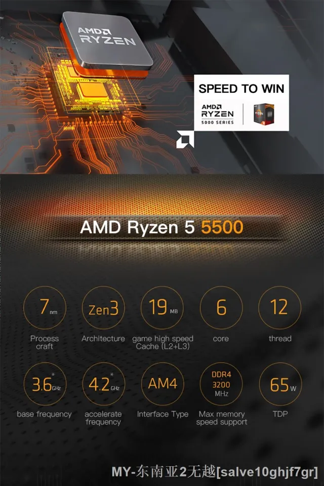 New AMD Ryzen 5 5500 R5 5500 3.6GHz Six-Core Twelve-Thread CPU Processor 7NM