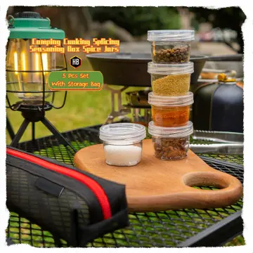 6pcs Camping Spice Containers Camping Condiment Containers Camping Spice  Kit Mini Portable Transparent Spice Jar Kit with Storage Bag for Kitchen