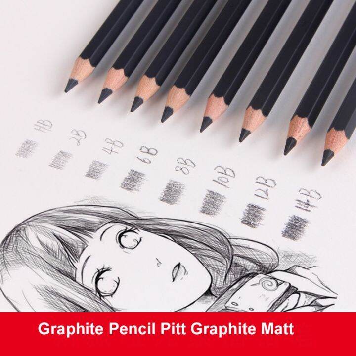 8ชิ้น-faber-castell-graphite-pitt-matt-matt-ชุดดินสอ-hb-2b-4b-6b-8b-10b-12b-14b-ร่างภาพวาดคุณภาพของศิลปิน