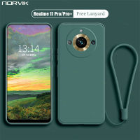 NORVIK Realme 11 Pro/ Realme 11 Pro + เลนส์เคสโทรศัพท์เคสกันกระแทกแข็งตรงขอบฝาหลัง TPU แบบนิ่มที่เป็นซิลิโคนเหลวพร้อมสายคล้อง N26-D2