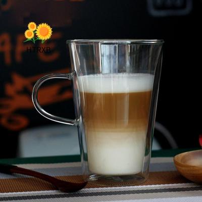 HTRXB ชั้นแขวนแก้วคู่สำหรับแก้วน้ำดื่มนมพร้อมที่จับสำหรับเครื่องดื่มร้อนคาปูชิโน่ Sloki Kaca กระจกฉนวน Sloki Kaca แก้ว Dinking แก้วกาแฟถ้วยชา