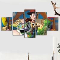 Lizhanmin Toy Story ภาพวาดผ้าใบการ์ตูนโปสเตอร์พิมพ์ภาพ HD Wall Art ภาพวาดสำหรับ Nursery Room Decor ชุด5ชิ้น