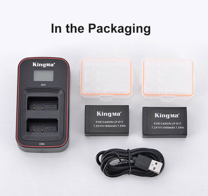 kingma-lp-e17-แบตเตอรี่-lcd-usb-dual-charger-สำหรับ-canon-eos-rp-77d-750d-760d-800d-250d-200d-mark-ii-m3-m5-m6