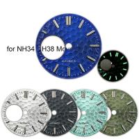 หน้าปัด NH38 28.5มม. สีเขียวหน้าปัดนาฬิกาเรืองแสงสำหรับปรับเปลี่ยนการเคลื่อนไหวของ NH34สำหรับชิ้นส่วนนาฬิกาดำน้ำ