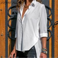 Autumn Long Sleeve Irregular Womens Office Shirt White Turn-down Collar Female Shirts 2021 Trend Fashion Spring Ladies Tops