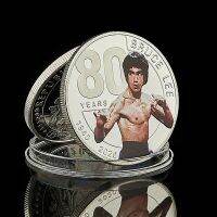 กังฟูจีนดาว Bruce Lee 80th ครบรอบปีเหรียญที่ระลึกมังกรเงินเหรียญท้าทายชุบ