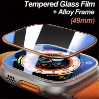 Frame Glass Screen Protector for Apple Watch Ultra 49mm Alloy Frame Tempered Glass Film Waterproof Scratch Resistant for iWatch