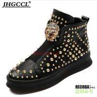 HOT★แบรนด์ใหม่คุณภาพสูง Sepatu Pantofel Kulit รองเท้าผู้ชายหนาต่ำ Rivets รองเท้าลำลองสูงความสูง Zapatos Sapatos