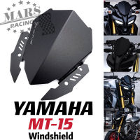 เหมาะสำหรับ YAMAHA MT-15 MT15 Mt15 2018 2019 2020 2021กระจกรถจักรยานยนต์กระจกอลูมิเนียมสีดำชุด Deflector