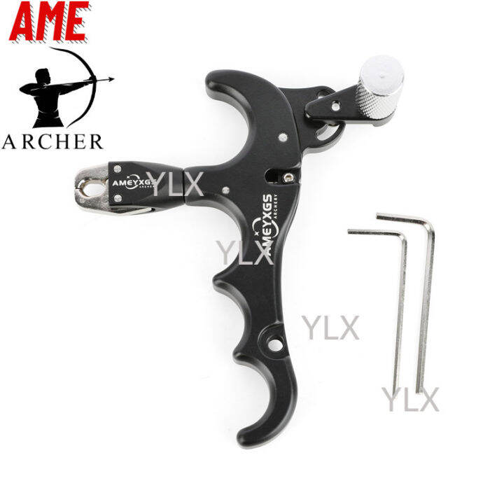 AMEYXGS Compound Bow 4 Finger Release 360° Rotate Tigger Release Aid