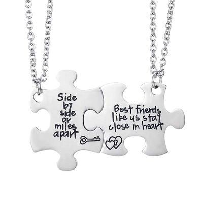 Best Friends Side By Side or Miles Apart Best Friend Necklaces Set Heart Best Friend Gifts for Teen Girls BFF Friendship Necklaces