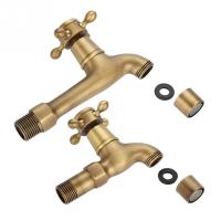 Vintage Solid Brass Faucet Single Cold Water Tape for Kitchen Sink Mop Pool Toilet Cold Bibcock Wall Mounted Basin Faucets Adhesives Tape