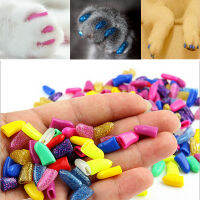 100ชิ้นแฟชั่นใหม่ที่มีสีสันแมวเล็บหมวกกรงเล็บนุ่มสำหรับแมวนุ่ม Paws ป้องกันรอยขีดข่วนสำหรับอุปกรณ์แมวฟรีกาวกาว