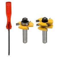 1x Tri Wing Screwdriver Tool &amp; 2x Tongue and Groove Set,Router Bit Set,Wood Door Flooring 3 Teeth Adjustable