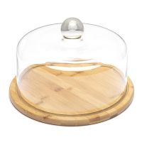 Wood Cake Display Rack Cupcake Holder Dome Lid for Tea Party Cake Serving Plate Cheese Display Glass Dome