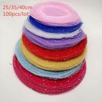 100pcs เส้นผ่าศูนย์กลาง 25cm / 35cm / 40cm รอบ Drawstring Organza เครื่องประดับกระเป๋าเครื่องประดับกระเป๋าเครื่องประดับบรรจุภัณฑ์เครื่องประดับแสดงกระเป๋า