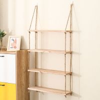 【HOT】☂☏◊  Wall Shelf Decoration Mounted Shelves Bedroom Wood Hanging Rope Room