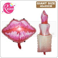 Giant Lipstick Bridal Shower Foil Balloons Kiss Me Mouth lip Wedding Helium Balls Spa Party Decorations Adult air globos toys Balloons