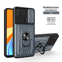 Slide Camera Lens Case For Xiaomi Redmi 9C NFC 9A 9AT 9T 9Power Detachable Card Holder For Redmi Note 9 9s Pro Max Case