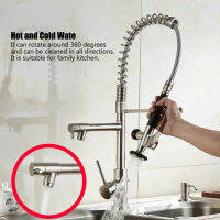 ก๊อกผสมหมุนได้ 360 องศาก๊อกน้ำร้อนและน้ำเย็นดึงลง Faucet 23.6in สายยางสำหรับครัวในบ้าน