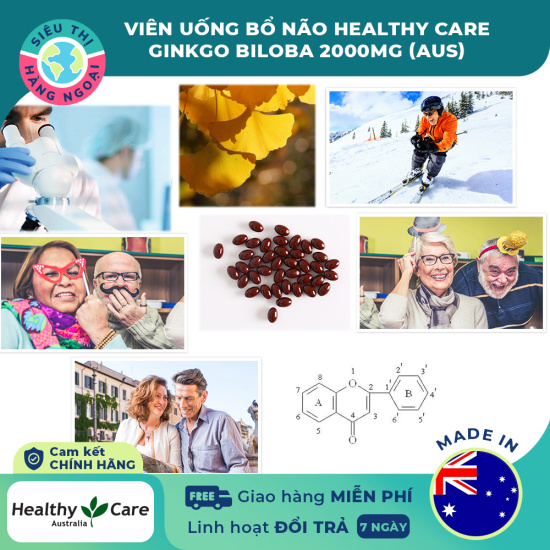 Hcmviên uống bổ não ginkgo biloba healthy care 2000mg hộp 100 viên tăng - ảnh sản phẩm 2