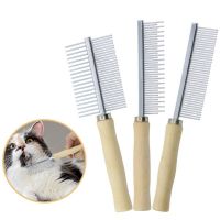 Dog Comb Stainless Steel Dogs Hair Brush Massage Dog Brush Double Sided Combs for Cats Hair Remover Wooden Handle Pet Grooming Brushes  Combs