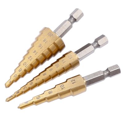 【DT】hot！ 3-12mm  4-12mm 4-20mm 4-32mm Straight Flute Stepped Bits Titanium Coated Wood Metal Hole Cutter Hollow