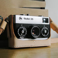 งานฝีมือกล้องหนังแท้ Cowhide กระเป๋าร่างกายกล่องกรณีสำหรับ Rollei 35 35วินาที35ครั้ง35SE กล้องแขนป้องกันเชลล์ด้วยสายรัด