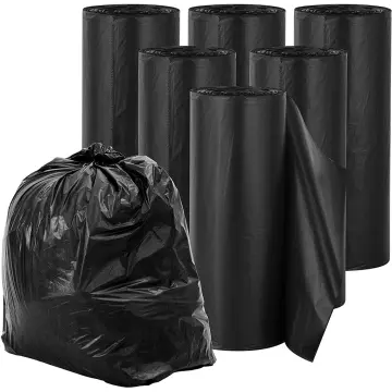 1roll Plain Trash Bag, Black PE Large Thick Disposable Garbage Bag For  Household