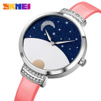 SKMEI Montres Femmes แฟชั่น Starry Sky Dial Design ผู้หญิงสุภาพสตรีนาฬิกาข้อมือควอตซ์ Casual หญิงนาฬิกากันน้ำนาฬิกา