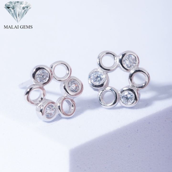 malai-gems-ต่างหูเพชร-เงินแท้-silver-925-เพชรสวิส-cz-เคลือบทองคำขาว-รุ่น-075-1ea79566-แถมกล่อง-ต่างหูcz-ต่างหูเงินแท้