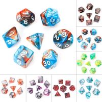 MUSK61 7Pcs/set อะคริลิค 7-Die สำหรับ TRPG DND D4 D6 D8 D10 ลูกเต๋า DND เกมตาราง ลูกเต๋าเกม ลูกเต๋าหลายด้าน