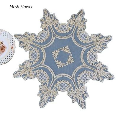【CC】 NEW Embroidery place mat Poinsettia rose pad mesh placemat cup coaster doily kitchen Accessories