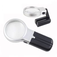 Handheld Folding Lamp Loupe Magnifier Illuminated Magnifying Glass with 2 LED Light for Jewelry Appreciation watch repair