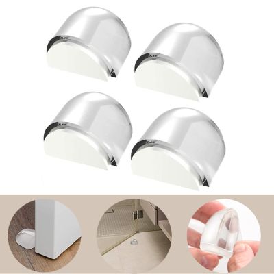 【cw】 1pcs Door Stopper No Punch Transparent Adhesive Holder Stop Office Walls and Furni ！