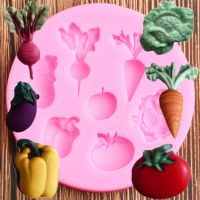 3D Vegetable Fruit Silicone Mold Radish Tomato Eggplant Cabbage Chocolate Sugar Craft Fondant Molds Cake Decorating Tools Bread Cake  Cookie Accessori