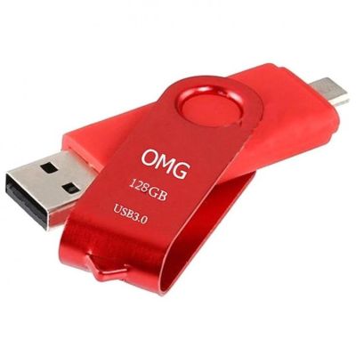 🥰โปรสุดคุ้ม OMG Flash Drive 128 Gb USB 3.0 OTG Micro USB รุ่นMG-03(แดง)  #900 Wow สุด