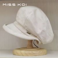 Misskoi [พร้อมส่ง] หมวกแก๊ปลําลอง ผ้าถัก ทรงแปดเหลี่ยม ลายทาง สไตล์ญี่ปุ่นย้อนยุค แฟชั่นฤดูใบไม้ร่วง ฤดูหนาว สําหรับผู้หญิง